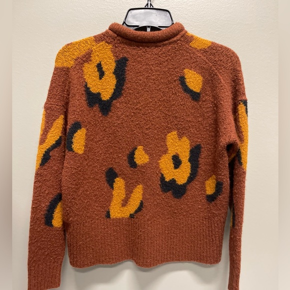 Madewell Floral Patterned Sweater - Brown/Burnt Orange and Yellow - Picture 3 of 5